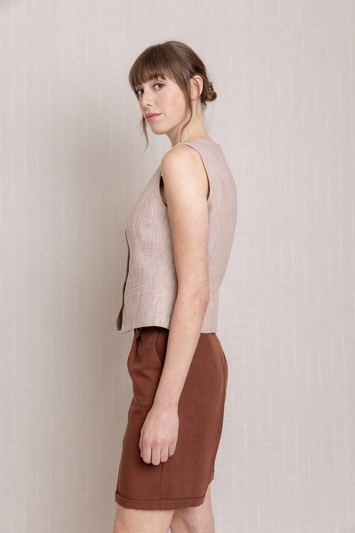 Light Brown Linen Vest