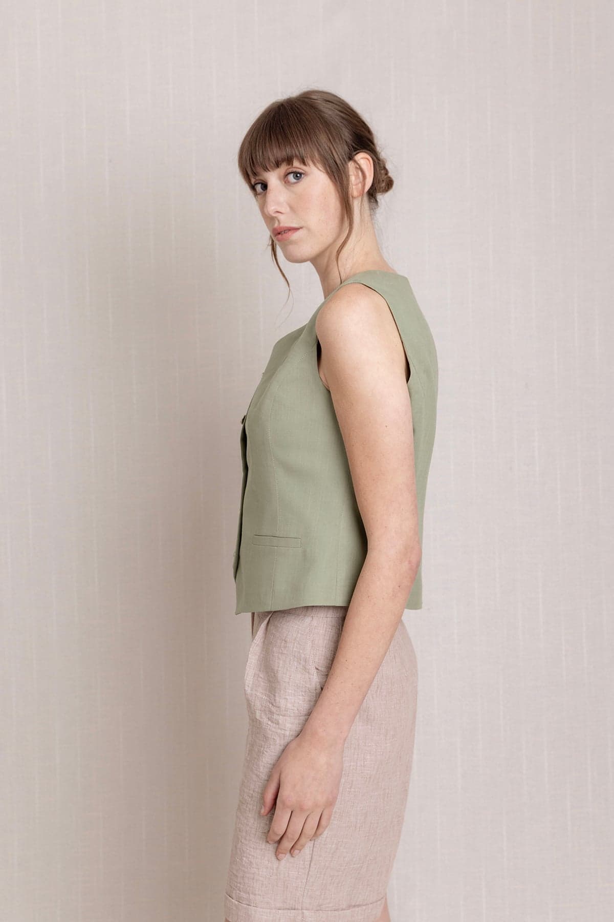 Sage Green Linen Vest