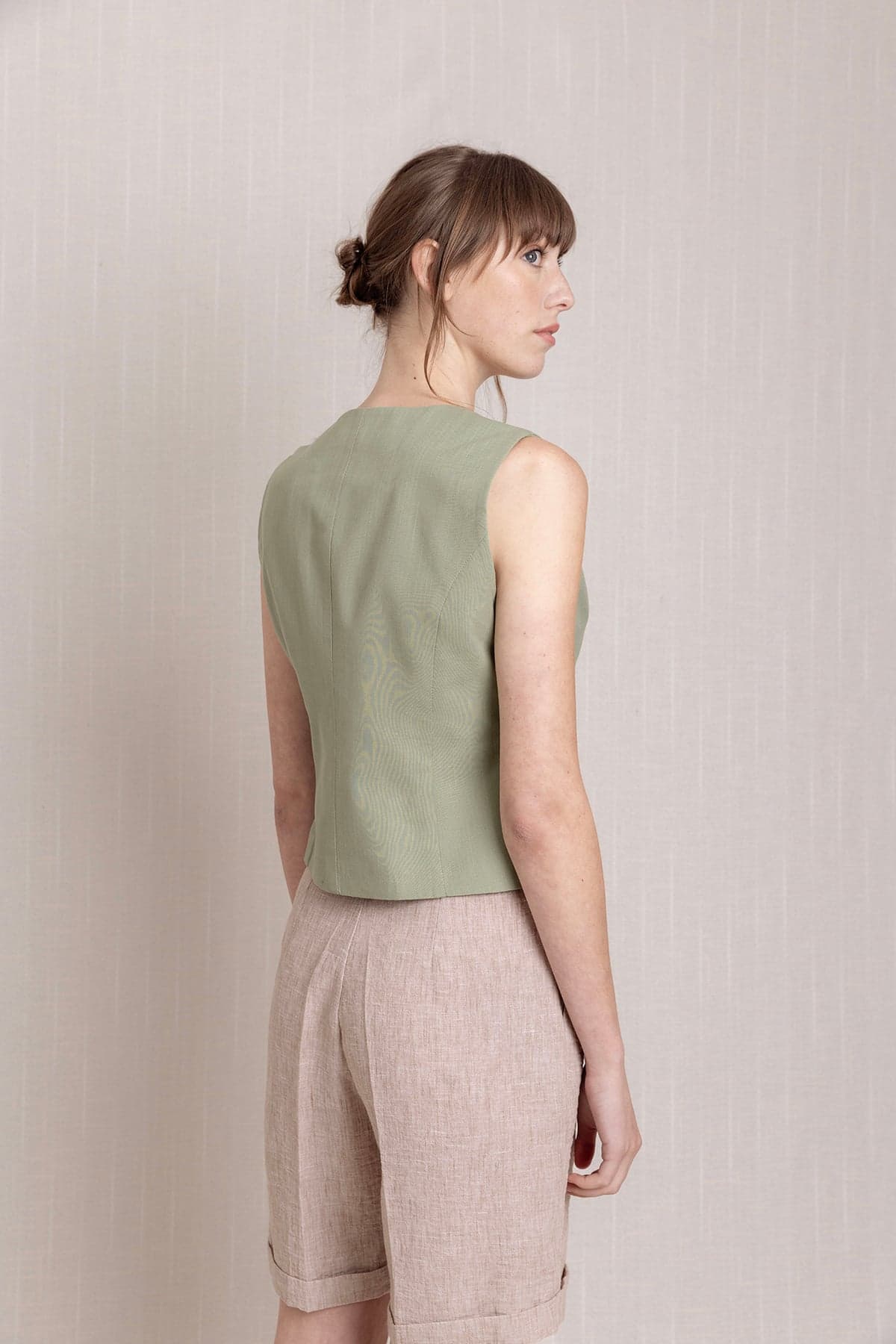 Sage Green Linen Vest