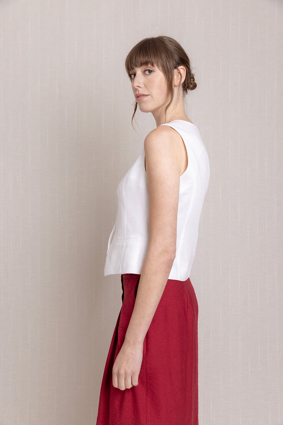 White Linen Vest