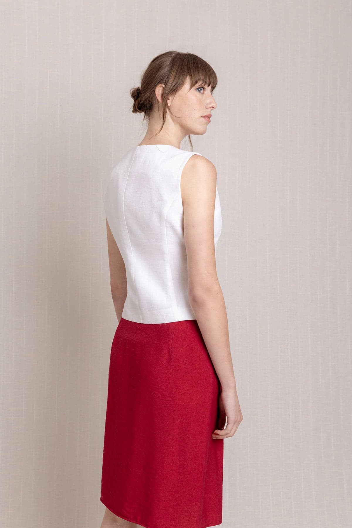 White Linen Vest