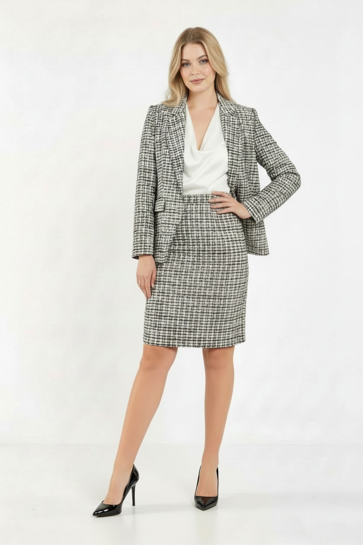Tweed Jacket Skirt Suit Dress