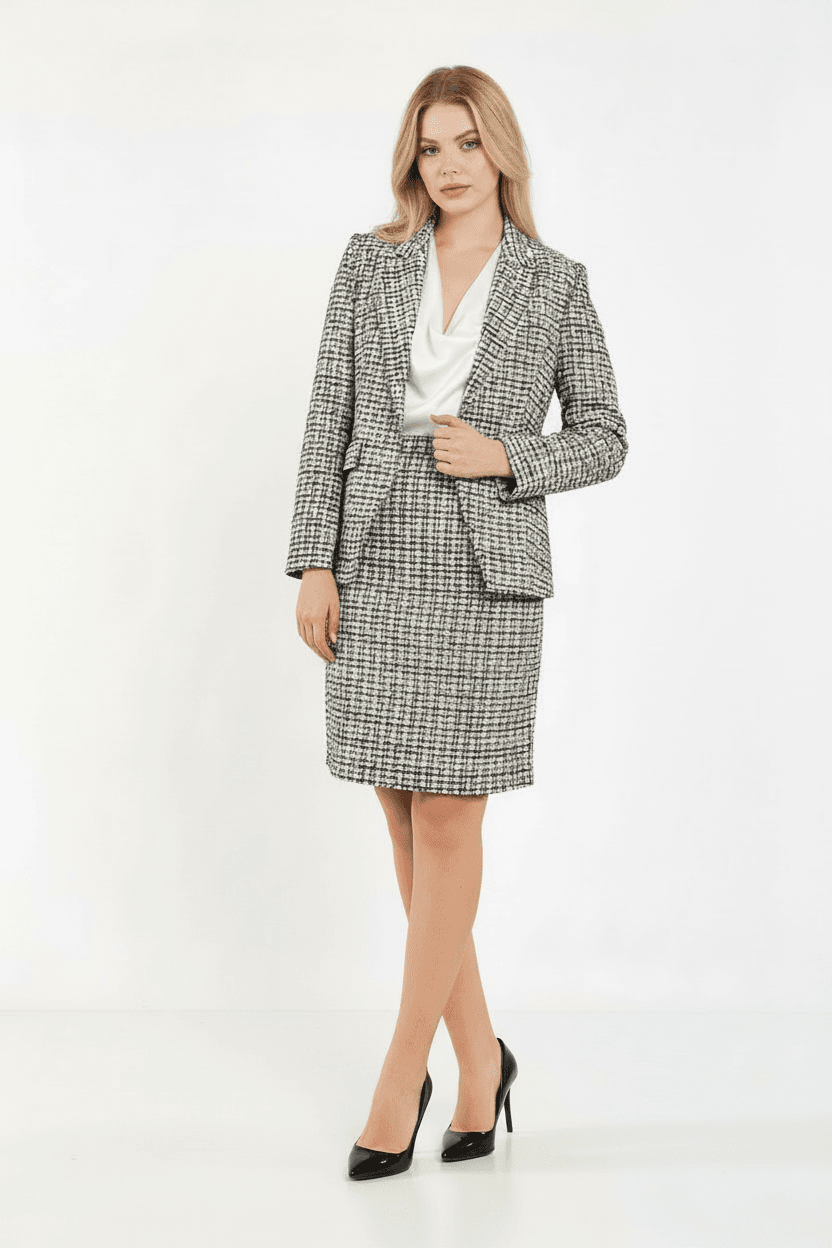 Tweed Jacket Skirt Suit Dress