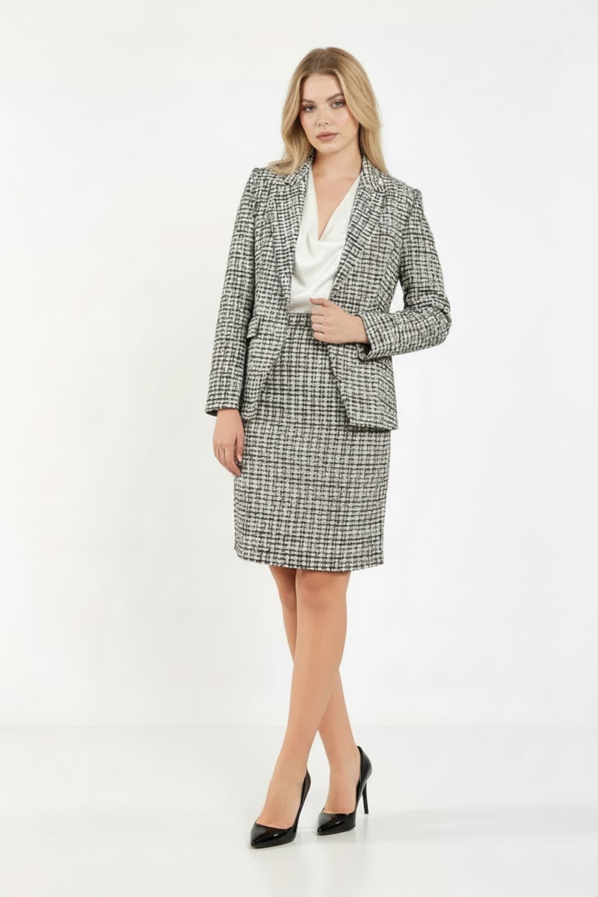 Tweed Jacket Skirt Suit Dress