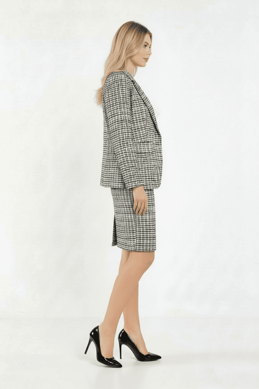 Tweed Jacket Skirt Suit Dress